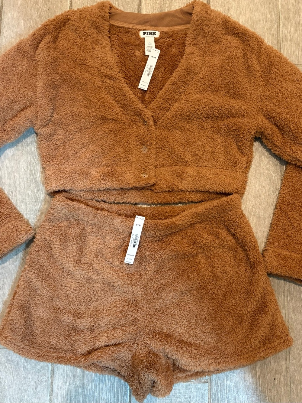 PINK Victoria's Secret Plush Two-Piece Lounge Set in Brown